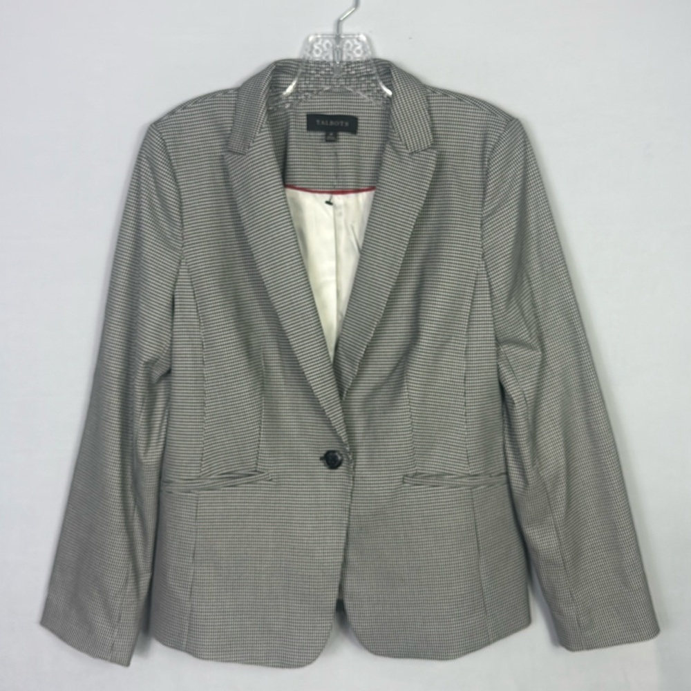 New Talbots Houndstooth Blaze Black White Medium Size